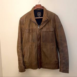 Mens Genuine Brown Leather Jacket  XL